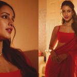 Triptii Dimri Sizzles In A Red Saree Adorned With Delicate Embellishments - News18